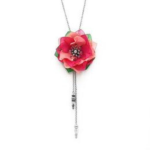 Colier lung pandantiv floare roz, spring flower, zia fashion