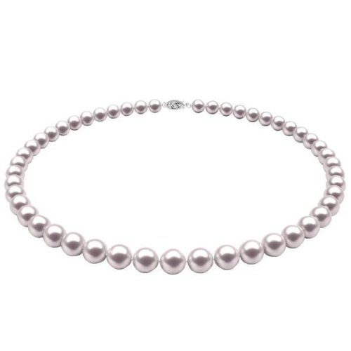 Colier perle naturale albe de 6-7 mm cu inchizatoare filigranata din aur alb de 14 karate