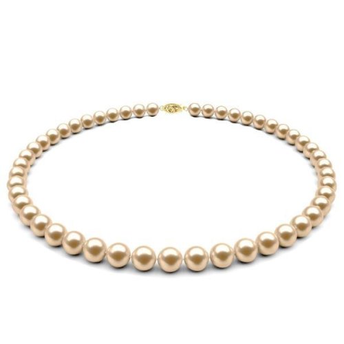 Colier perle naturale crem 7-8 mm cu inchizatoare filigranata din aur galben de 14 karate
