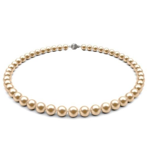 Colier perle naturale crem de 7-8 mm cu inchizatoare sferica din aur alb de 14 karate