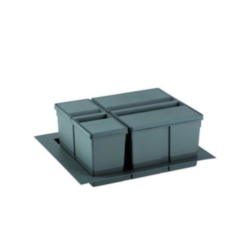 Cos de gunoi gri orion incorporabil in sertar, cu 2 recipiente, pentru corp de 600 mm latime - maxdeco