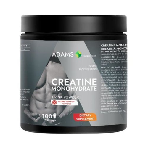 Creatina monohidrata cu aroma de portocala rosie adams supplements creatine monohydrate drink powder, 450 g