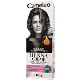 Crema coloranta pentru par pe baza de henna cameleo delia cosmetics, nuanta 1.0 black, 75g