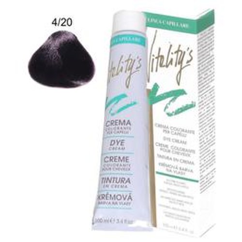 Crema coloranta permanenta - vitality's linea capillare dye cream, nuanta 4/20 violet chestnut, 100ml