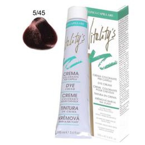 Crema coloranta permanenta - vitality's linea capillare dye cream, nuanta 5/45 deep red chestnut, 100ml