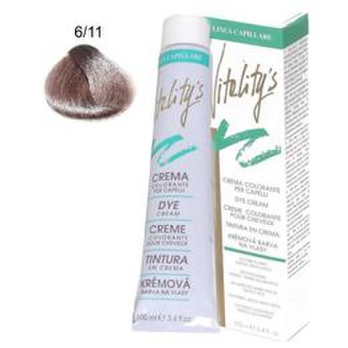 Crema coloranta permanenta - vitality's linea capillare dye cream, nuanta 6/11 slate grey, 100ml