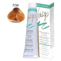 Crema coloranta permanenta - vitality's linea capillare dye cream, nuanta 7/34 golden blond copper, 100ml
