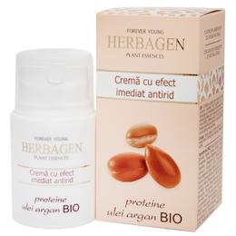 Crema cu efect imediat antirid cu proteine si ulei de argan bio herbagen, 50g