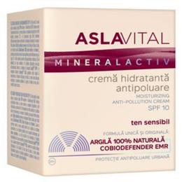 Crema hidratanta antipoluare spf 10 - aslavital mineralactiv moisturizing anti-pollution cream, 50ml