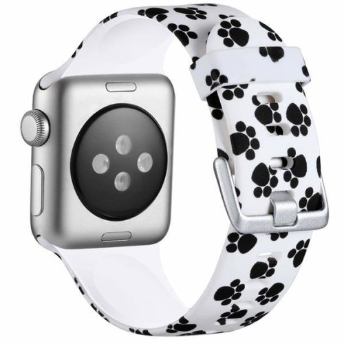 Curea compatibila cu apple watch 1/2/3/4, bratara trendy, silicon, 38mm, paw print, motrix
