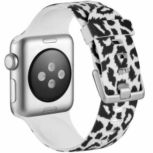 Curea compatibila cu apple watch 1/2/3/4, bratara trendy, silicon, 44mm, leopard, motrix