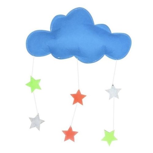 Decoratiune pentru camera copilului, nor albastru cu inimi 36x21 cm