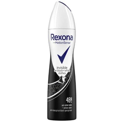 Deodorant antiperspirant spray pentru femei invizibil - rexona motionsense invisible black white 48h, 150ml
