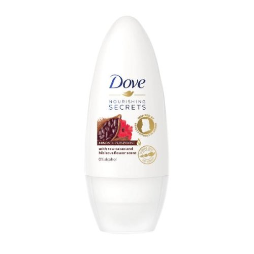 Deodorant roll-on antiperspirant cacao si floare de hibiscus - dove nourishing secrets raw cacao   hibiscus flower scent, 50 ml