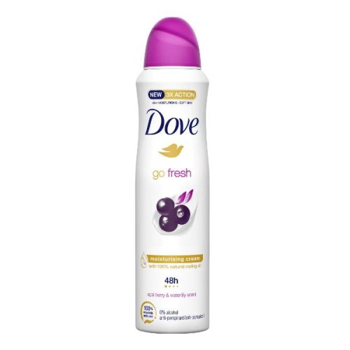 Deodorant spray antiperspirant acai si floare de nufar - dove go fresh acai berry   waterlily scent, 150 ml