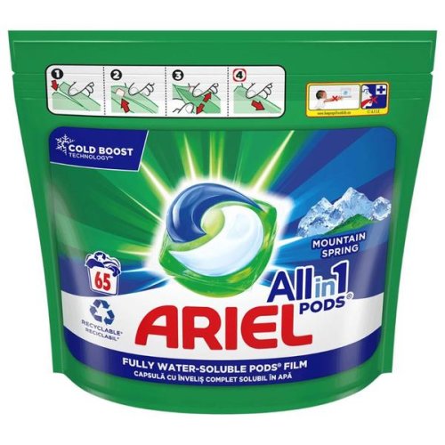 Detergent capsule - ariel all in 1 pods mountain spring, 65 buc