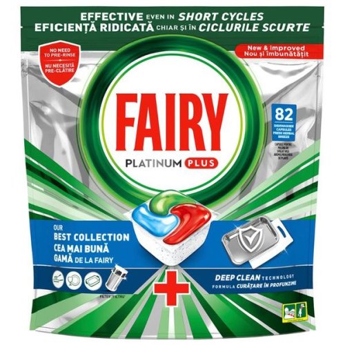 Detergent capsule pentru masina de spalat vase - fairy platinum plus deep clean all in one, 82 capsule
