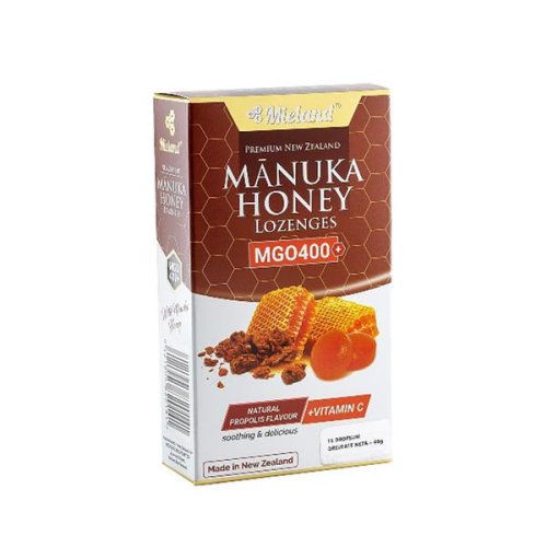 Dropsuri cu miere de manuka, propolis si vitamina c mieland manuka honey mgo400, 15 buc