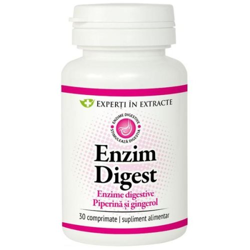 Enzim digest - dacia plant enzime digestive piperina si gingerol, 30 comprimate