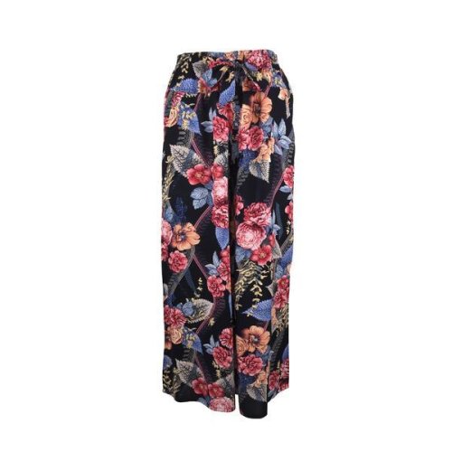 Fusta-pantalon, univers fashion,, 2 buzunare, bleumarin cu imprimeu floral multicolor, m