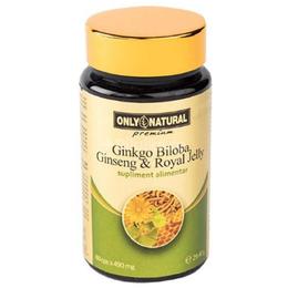 Ginkgo biloba   ginseng   royal jelly only natural, 60 capsule