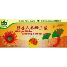 Ginkgo biloba + ginseng + royal jelly yong kang, 10 fiole x 10 ml