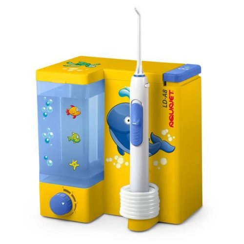 Irigator bucal little doctor aquajet ld a8 pentru adulti si copii, profesional, 1200 impulsuri/min, 4 duze incluse, galben