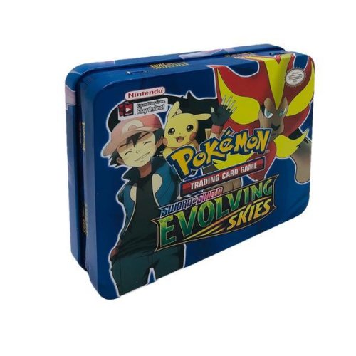 Joc pokemon trading cards, sword   shield- evolving skies, carti de joc in limba engleza, albastru