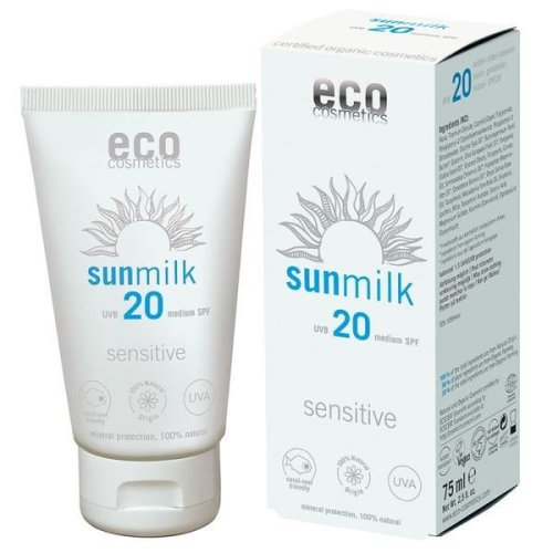 Lapte bio pentru piele sensibila cu ulei de zmeura fps 20, eco cosmetics, 75 ml