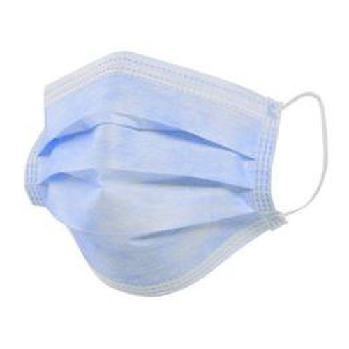 Masca medicala de unica folosinta albastra, 3 pliuri, 3 straturi cu elastic - blue medical face mask 50 buc