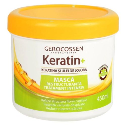 Masca restructuranta keratin+ cu keratina si ulei de jojoba, gerocossen laboratoires, 450 ml