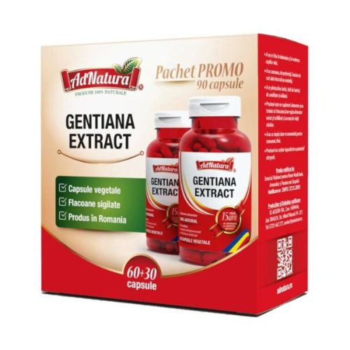 Pachet gentiana extract adnatura 60+30 capsule