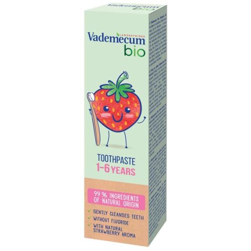 Pasta de dinti cu aroma de capsuni pentru copii 1-6 ani - vademecum laboratoires bio toothpaste 1-6 years with natural strawberry aroma, 50 ml