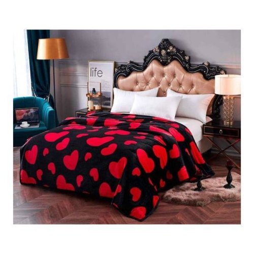 Pătură pufoasă de tip cocolino casa new fashion, roșu, inimi, 200x230
