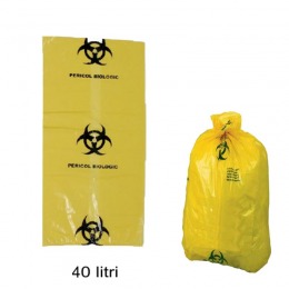Sac deseuri infectioase - prima yellow bag with biological hazard sign 40 litri