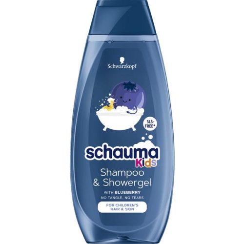 Sampon si gel de dus cu extract de coacaze pentru parul si pielea copiilor - schwarzkopf schauma kids shampoo   shower gel with blueberry for children's hair   skin, 400 ml