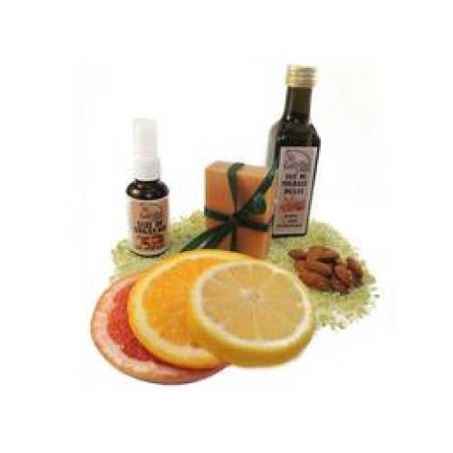 Set cadou - sapun natural cu citrice si verbina 90 g, ulei de migdale dulci 100 ml, ulei de argan bio 30 ml, lucille
