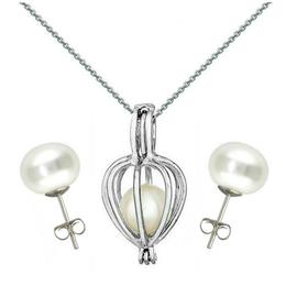 Set perla surpriza cu cercei bumb perle naturale albe - cadouri si perle