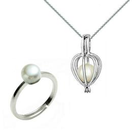 Set perla surpriza cu inel perle naturale albe - cadouri si perle