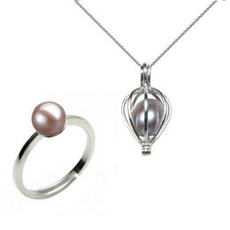 Set perla surpriza cu inel perle naturale lavanda - cadouri si perle