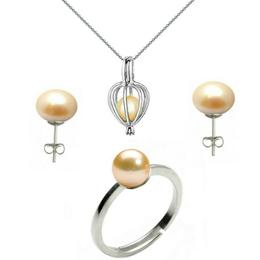 Set perla surpriza cu inel si cercei perle naturale crem - cadouri si perle