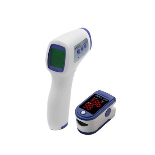 Set pulsoximetru + termometru medical infrarosu digital noncontact inclusiv baterii