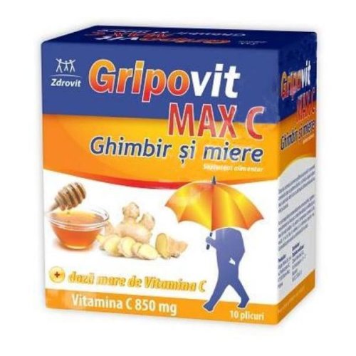 Short life - gripovit mix vitamina c 850 mg cu ghimbir si miere zdrovit, 10 plicuri