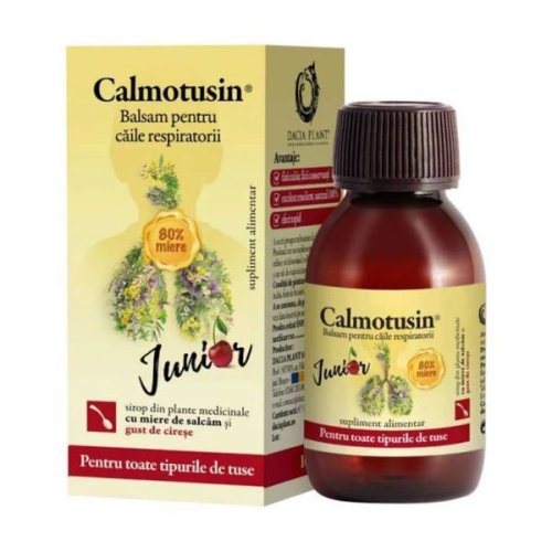 Sirop pentru toate tipurile de tuse - dacia plant calmotusin junior cu miere de salcam si gust de cirese, 100 ml