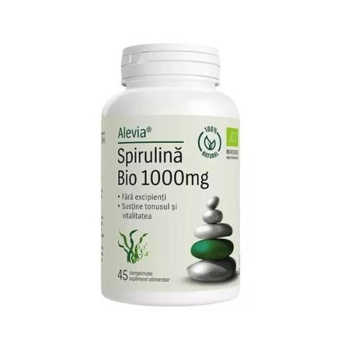 Spirulina bio 1000 mg 100% natural alevia, 45 comprimate