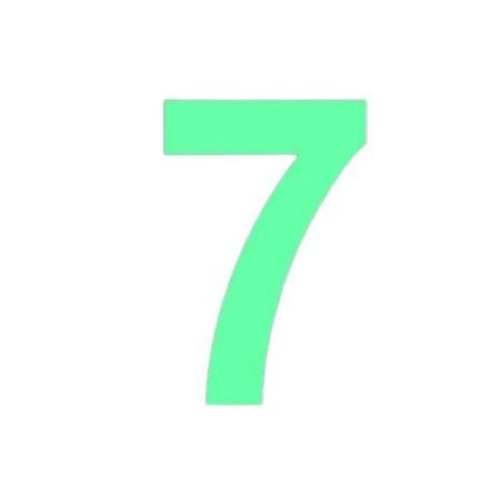 Sticker decorativ, cifre autoadezive, cifra 7, inaltime 10 cm, verde fluorescent