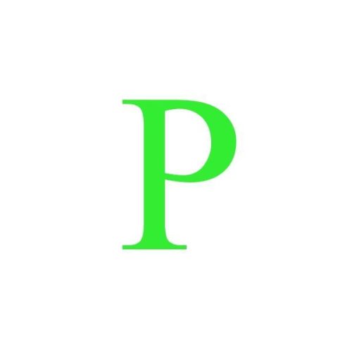 Sticker decorativ, litera p, inaltime 20 cm, verde fluorescent