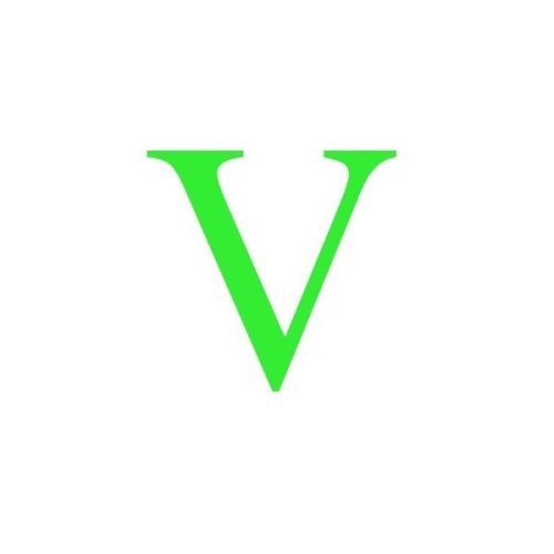 Sticker decorativ, litera v, inaltime 15 cm, verde fluorescent