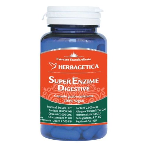 Super enzime digestive herbagetica, 60 capsule