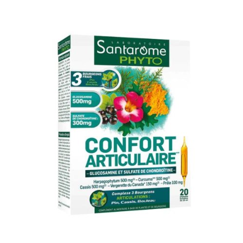 Supliment pentru articulatii - santarome phyto confort articulaire bio, 20 fiole